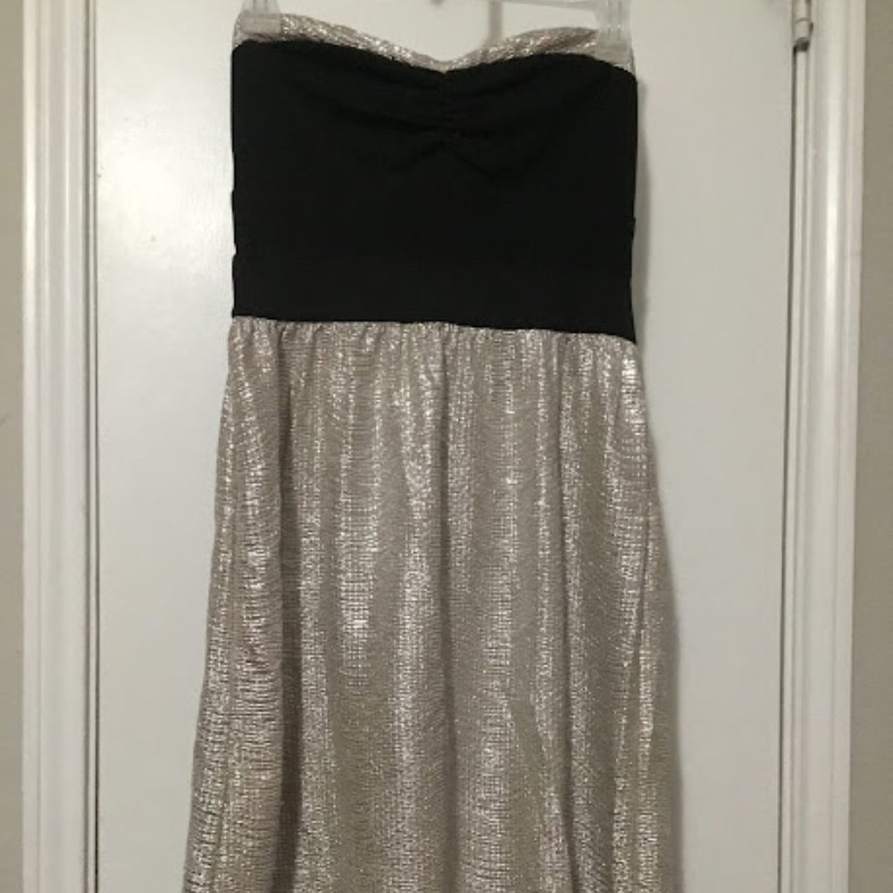 Medium, Black and Gold, Strapless Dress